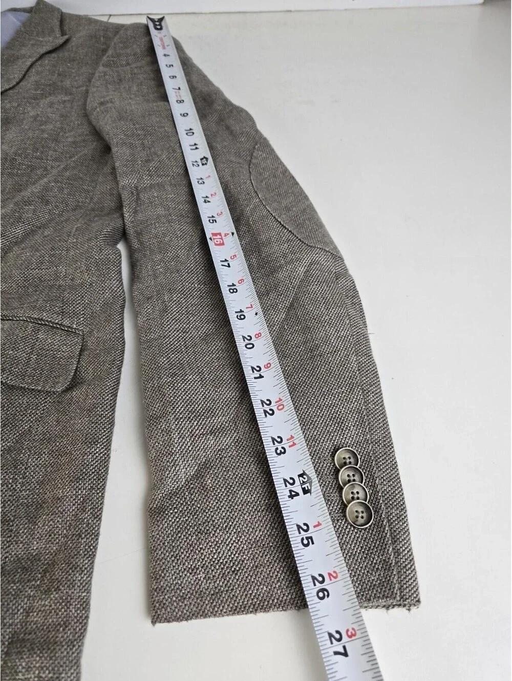 Joseph Abboud Men 44XL Sport Coat Heritage Brown Linen Wool Slim Fit Elbow Patch